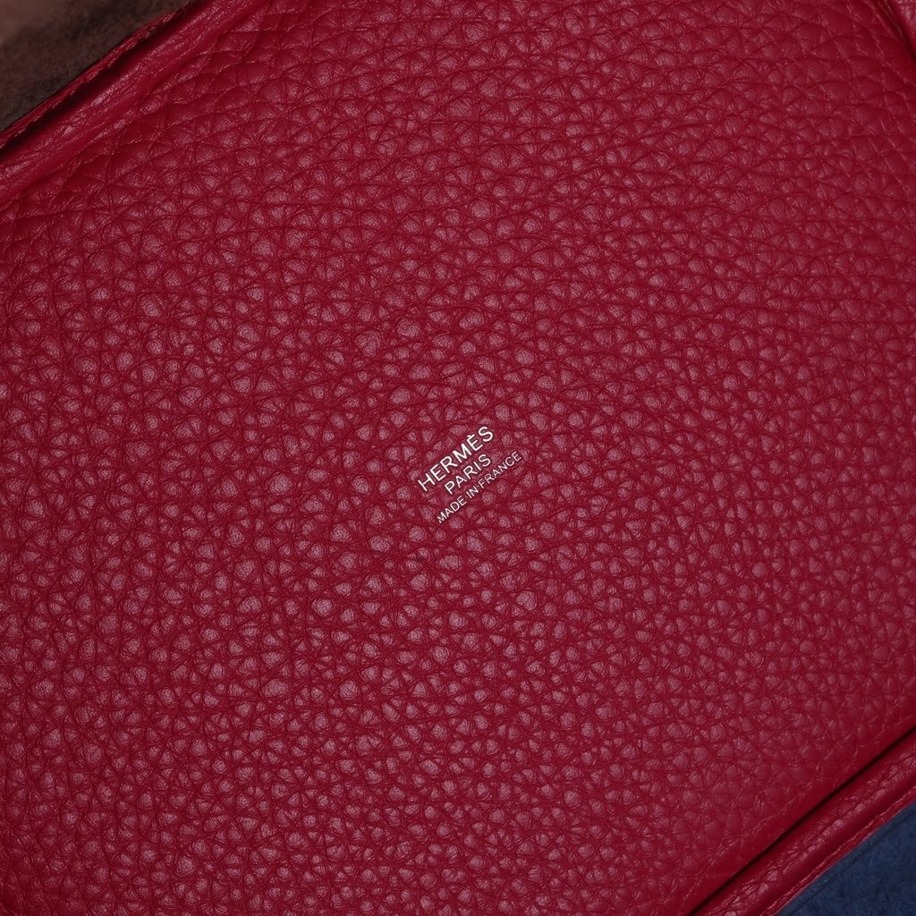 Hermes Picotin 22 Bicolor Bleu Nuit Rouge Sellier Framboise Taurillon Silver — view 8