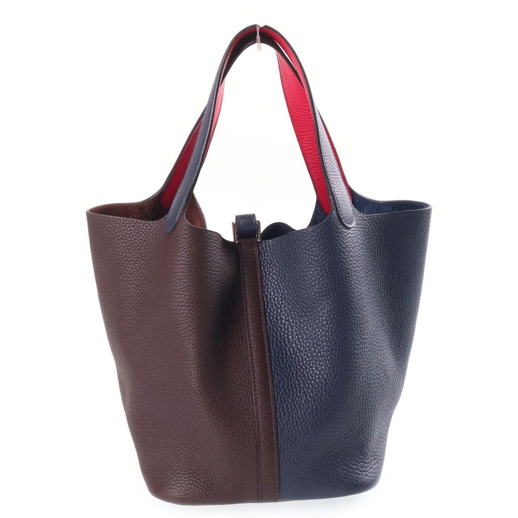 Hermes Picotin 22 Bicolor Bleu Nuit Rouge Sellier Framboise Taurillon Silver — view 2