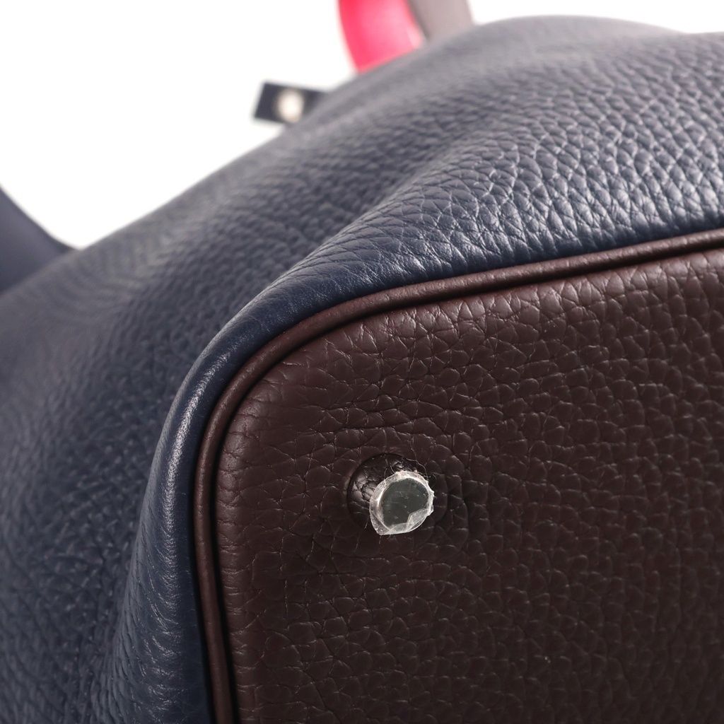 Hermes Picotin 22 Bicolor Bleu Nuit Rouge Sellier Framboise Taurillon Silver — view 5