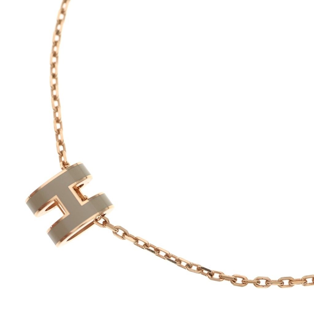 Hermes Pop H Pendant Chain Beige Pink Gold