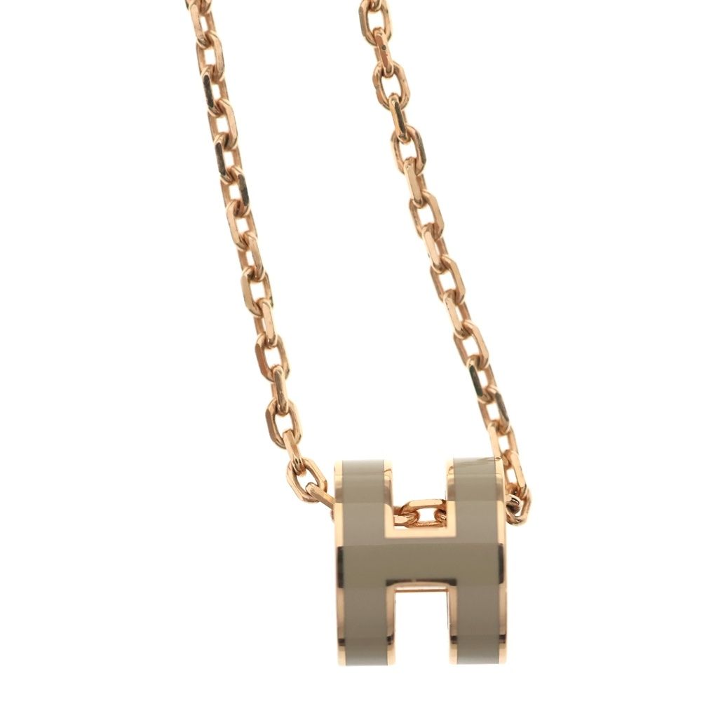 Hermes Pop H Pendant Chain Beige Pink Gold — view 3