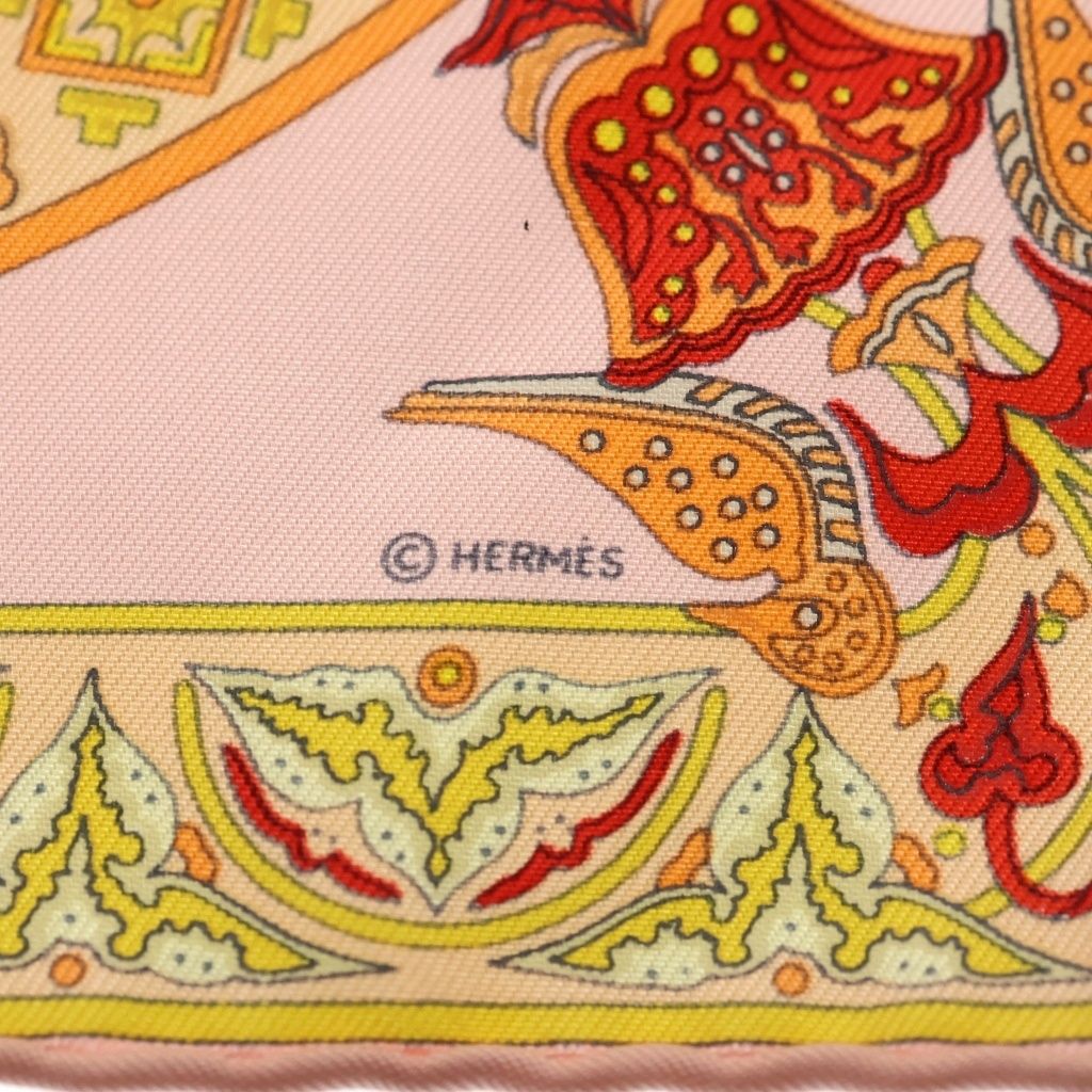 Hermes Carre 45 Ciels Byzantins Byzantine Sky Silk Scarf Pink Yellow Red — view 6