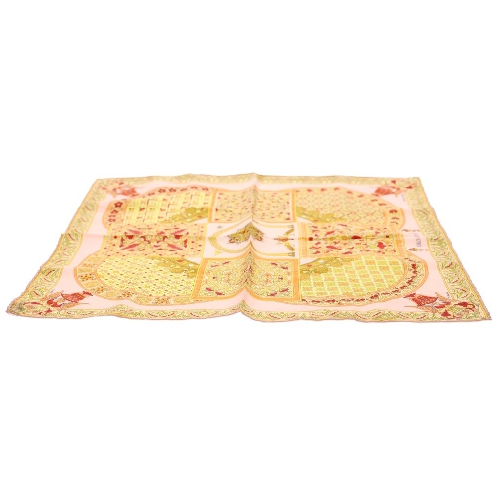 Hermes Carre 45 Ciels Byzantins Byzantine Sky Silk Scarf Pink Yellow Red — view 3