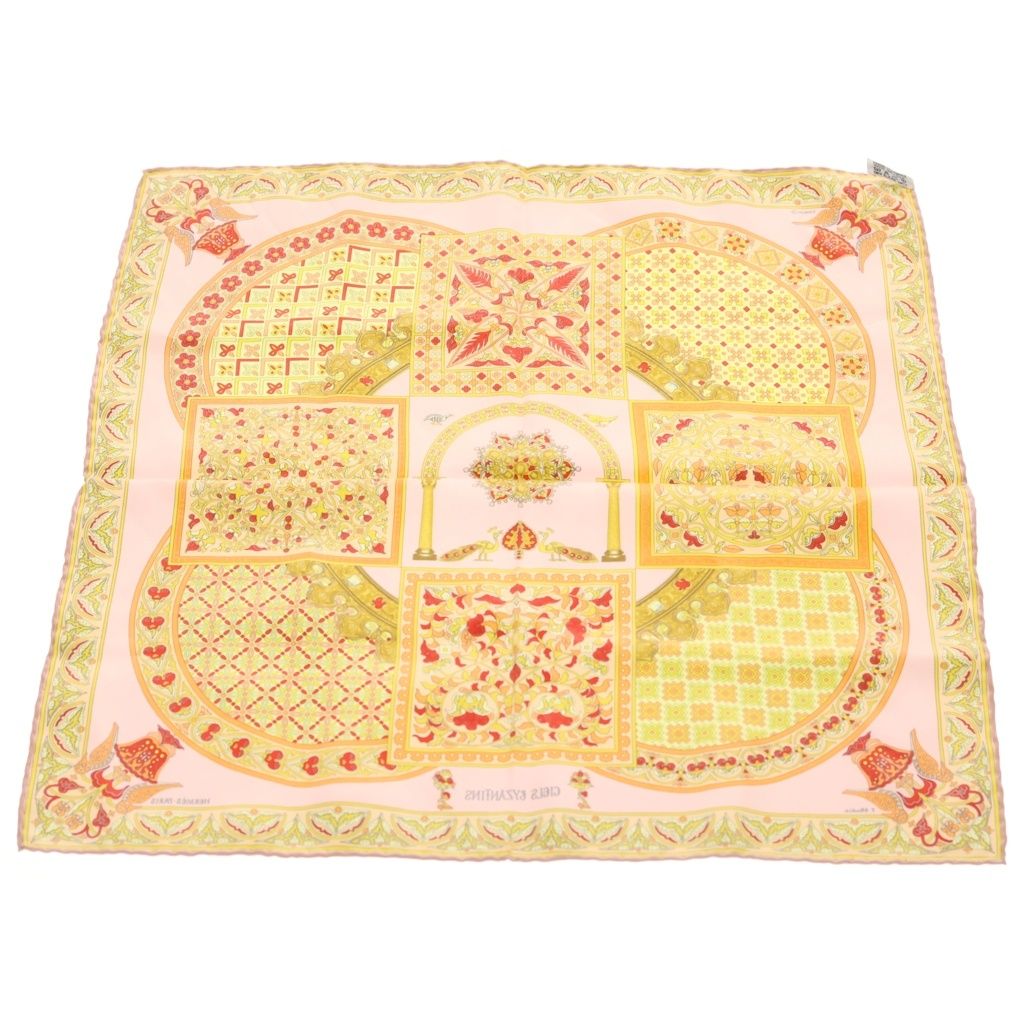 Hermes Carre 45 Ciels Byzantins Byzantine Sky Silk Scarf Pink Yellow Red — view 2