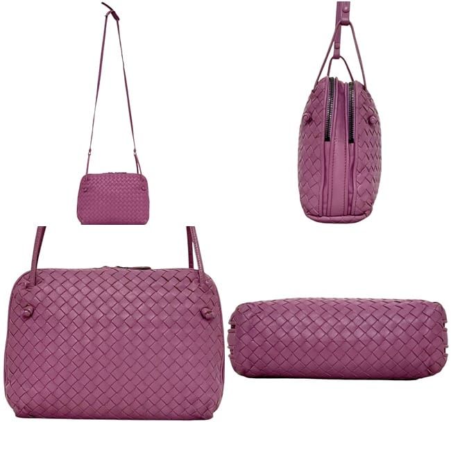 Bottega Veneta Shoulder Bag Intrecciato Leather Pink Purple — view 2