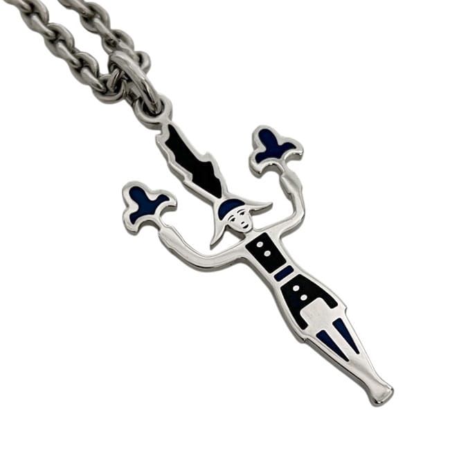 Hermes Necklace Fireworks Casaque Nuit GD 12 23 Metal Palladium Silver — view 3