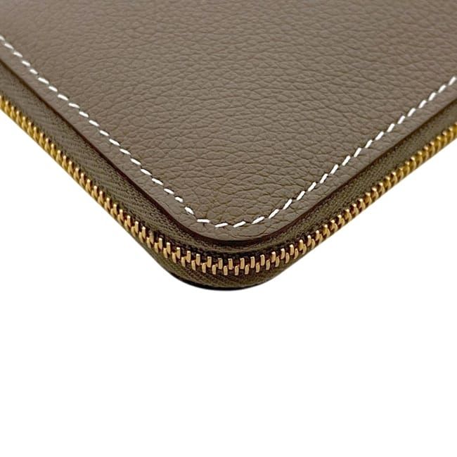 Hermes Coin Purse Zipengo Chaine D'ancre Leather Ever Gray Etoupe Beige Zip — view 7