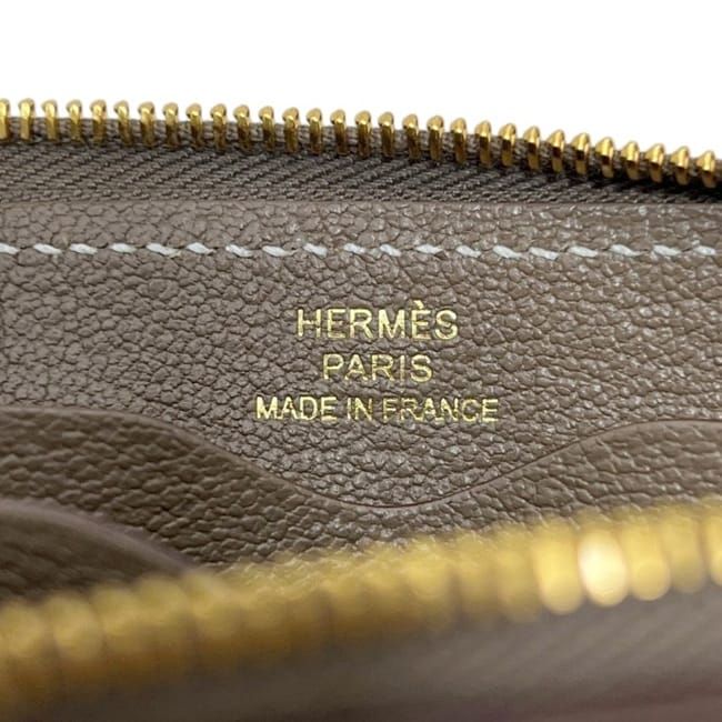 Hermes Coin Purse Zipengo Chaine D'ancre Leather Ever Gray Etoupe Beige Zip — view 5