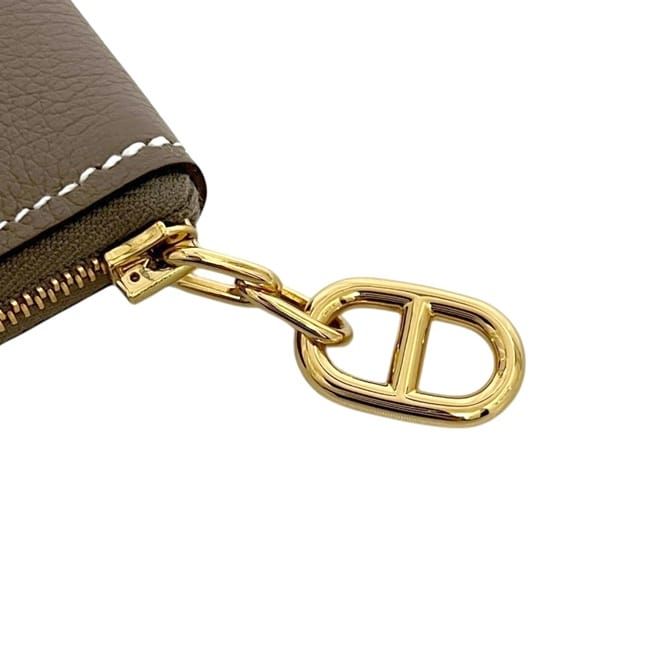 Hermes Coin Purse Zipengo Chaine D'ancre Leather Ever Gray Etoupe Beige Zip — view 8