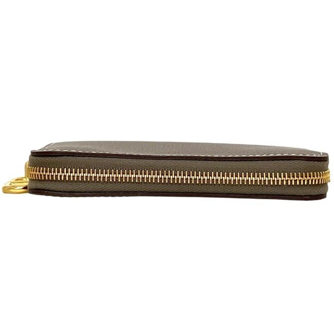 Hermes Coin Purse Zipengo Chaine D'ancre Leather Ever Gray Etoupe Beige Zip — view 2