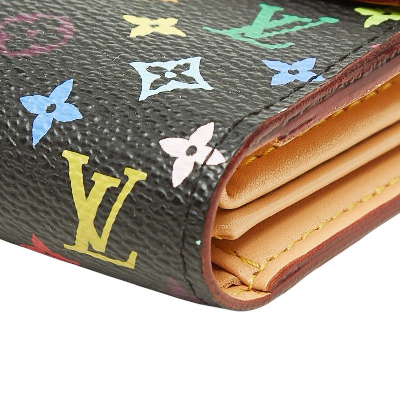 Louis Vuitton Monogram Multicolor Trifold Wallet Noir Black Leather — view 4