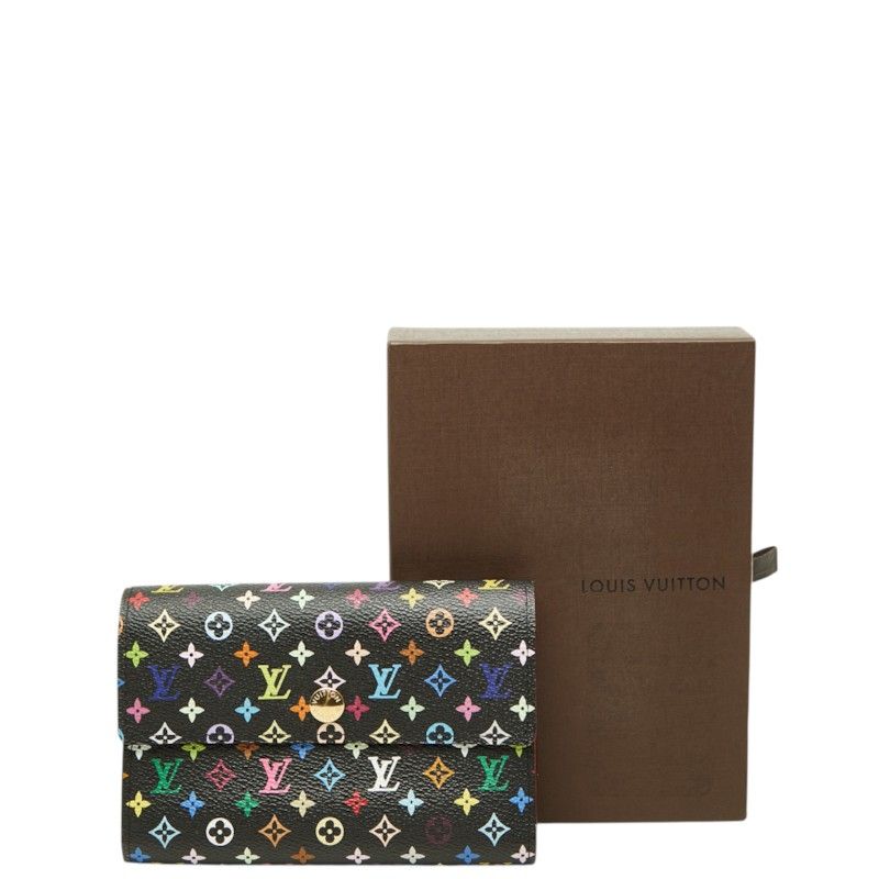 Louis Vuitton Monogram Multicolor Trifold Wallet Noir Black Leather — view 8