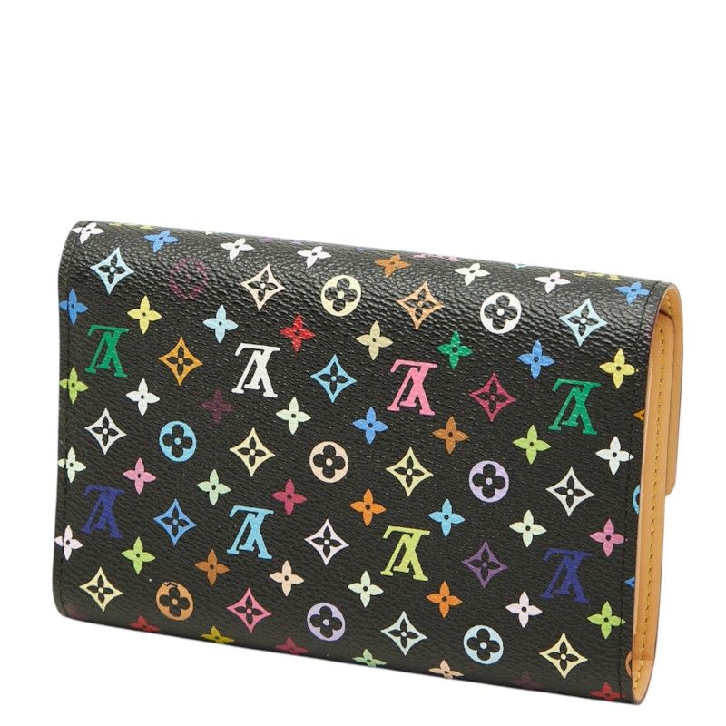 Louis Vuitton Monogram Multicolor Trifold Wallet Noir Black Leather — view 2