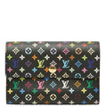 Louis Vuitton Monogram Multicolor Trifold Wallet Noir Black Leather