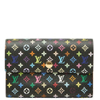Louis Vuitton Monogram Multicolor Trifold Wallet Noir Black Leather