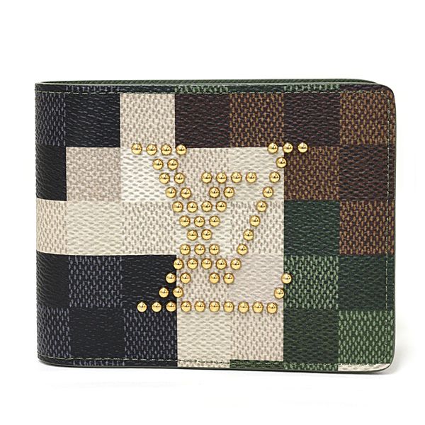 Louis Vuitton Portefeuille Slender Bifold Wallet Coin Purse Damoflage Canvas