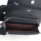 Chanel Quilted Chain Wallet Shoulder Bag Caviar Leather Black Silver — view 5