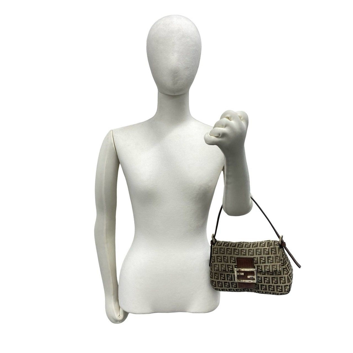 Fendi Vintage Zucchino FF Pattern Logo Canvas Leather Mini Handbag Brown — view 2
