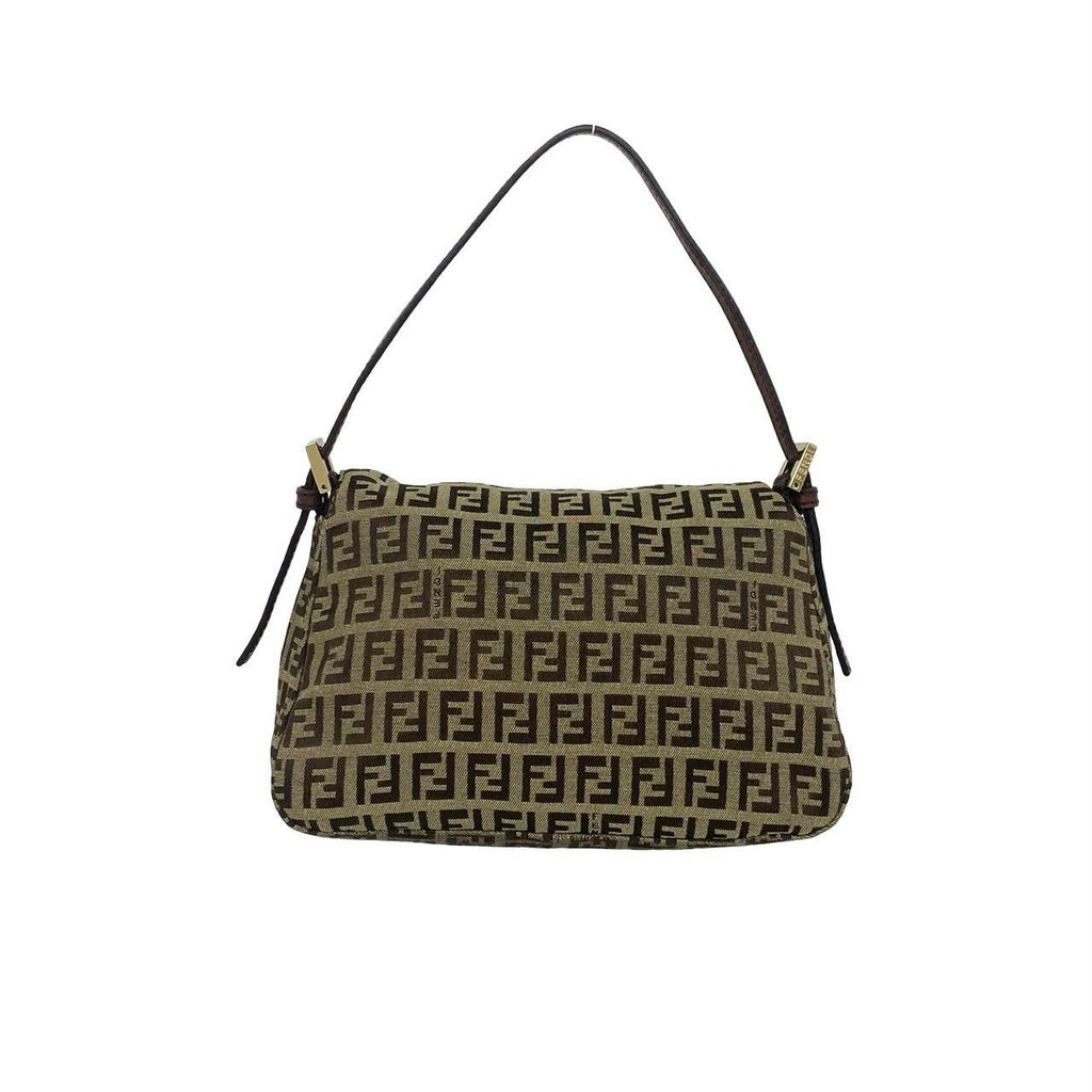 Fendi Vintage Zucchino FF Pattern Logo Canvas Leather Mini Handbag Brown — view 3