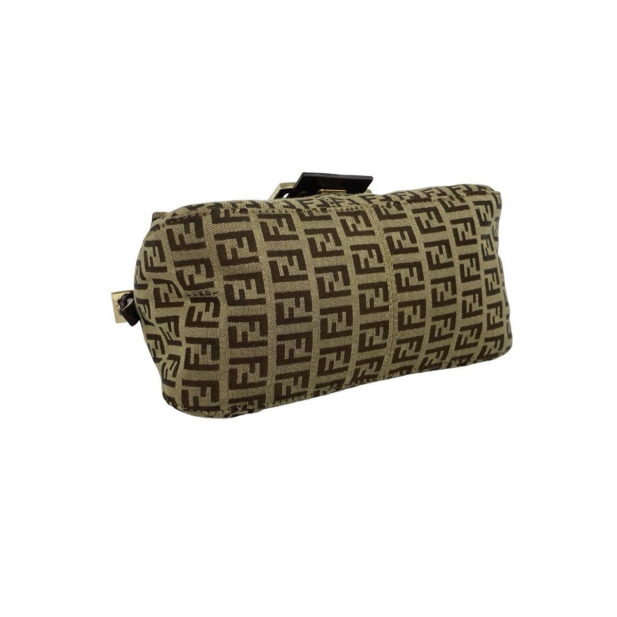 Fendi Vintage Zucchino FF Pattern Logo Canvas Leather Mini Handbag Brown — view 7
