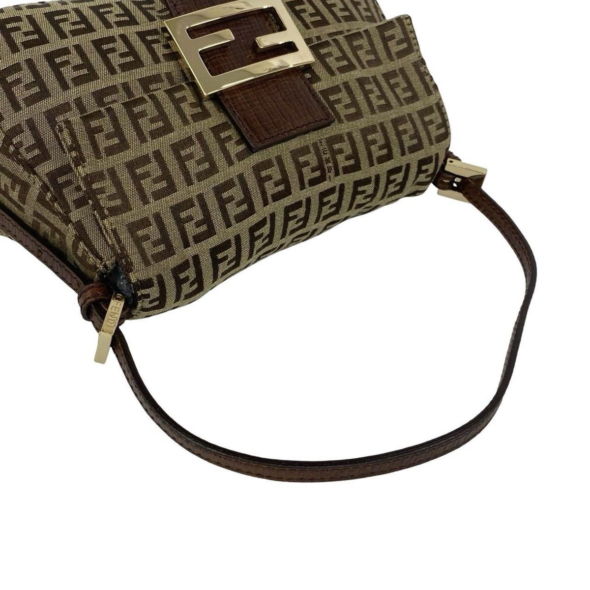 Fendi Vintage Zucchino FF Pattern Logo Canvas Leather Mini Handbag Brown — view 4