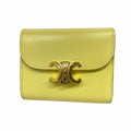 Celine Trifold Wallet Triomphe Leather Yellow Gold