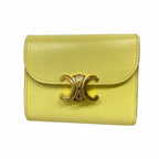 Celine Trifold Wallet Triomphe Leather Yellow Gold