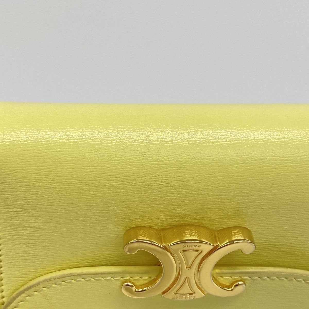Celine Trifold Wallet Triomphe Leather Yellow Gold — view 8