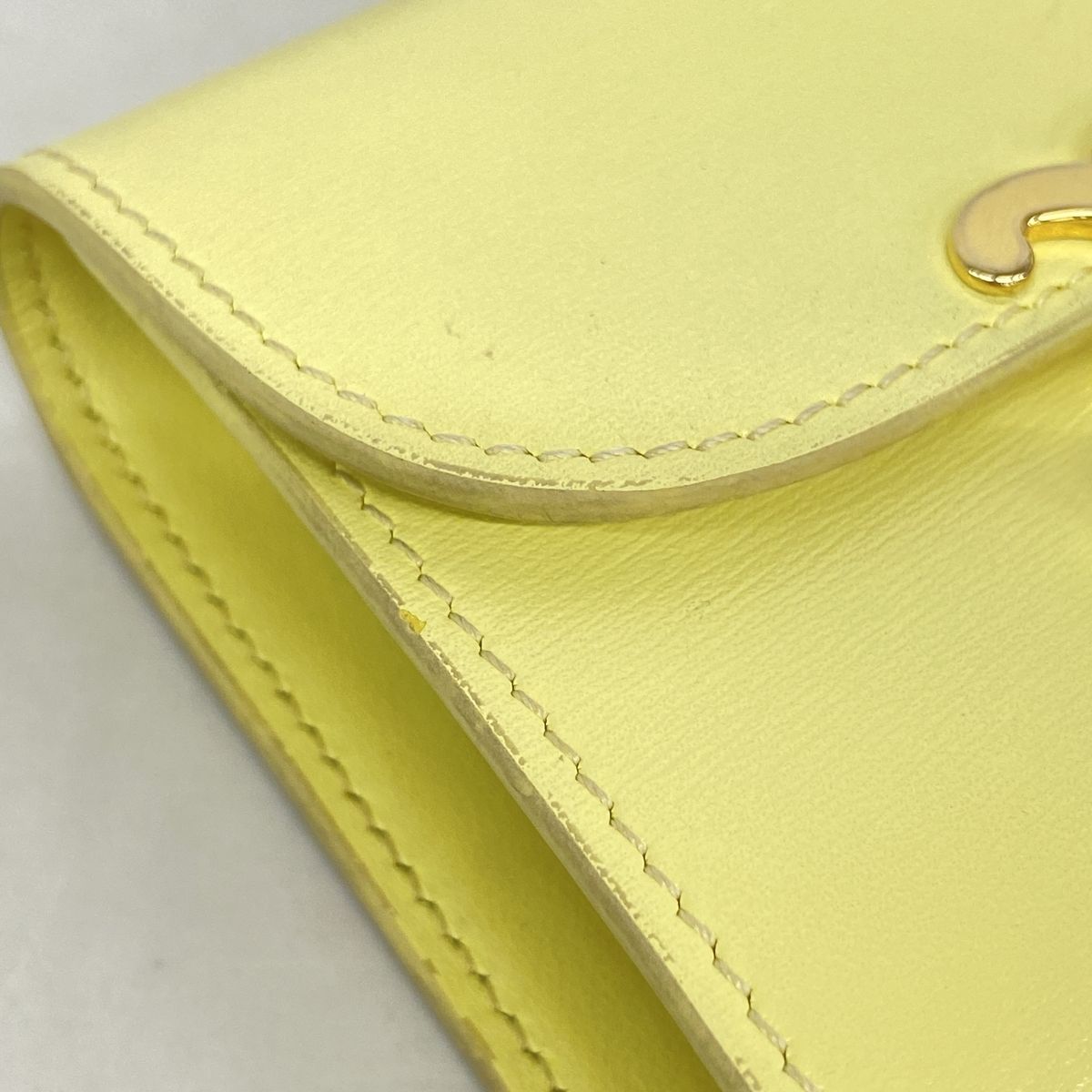 Celine Trifold Wallet Triomphe Leather Yellow Gold — view 7