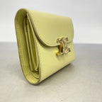 Celine Trifold Wallet Triomphe Leather Yellow Gold — view 2