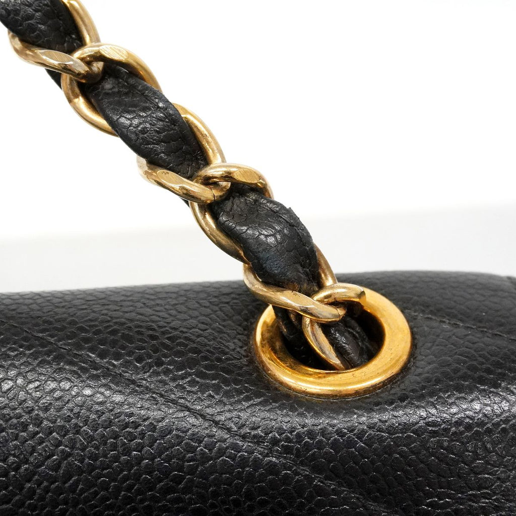 Chanel Shoulder Bag V-stitch Caviar Leather Black Gold — view 8