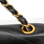 Chanel Shoulder Bag V-stitch Caviar Leather Black Gold — view 8