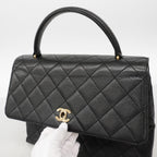 Chanel Handbag Quilted Caviar Leather Black Gold — view 8