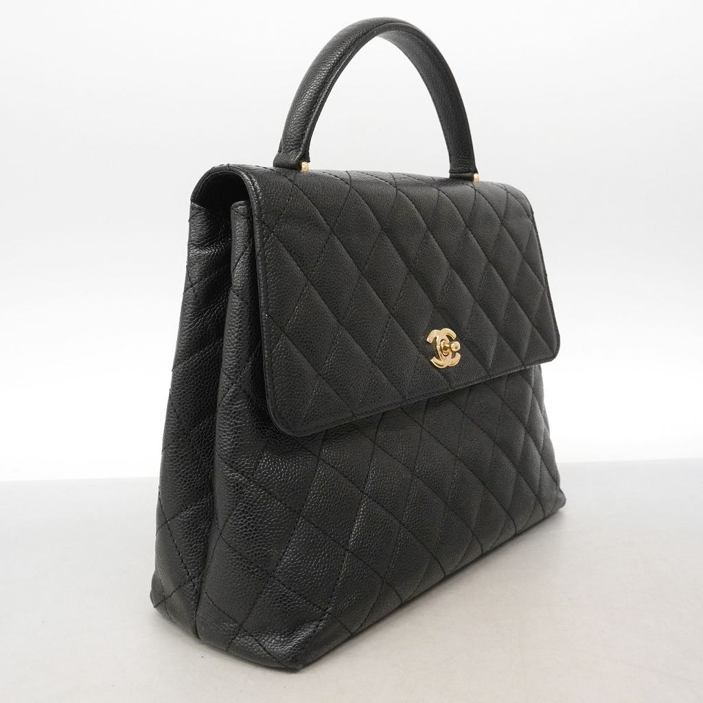 Chanel Handbag Quilted Caviar Leather Black Gold — view 2