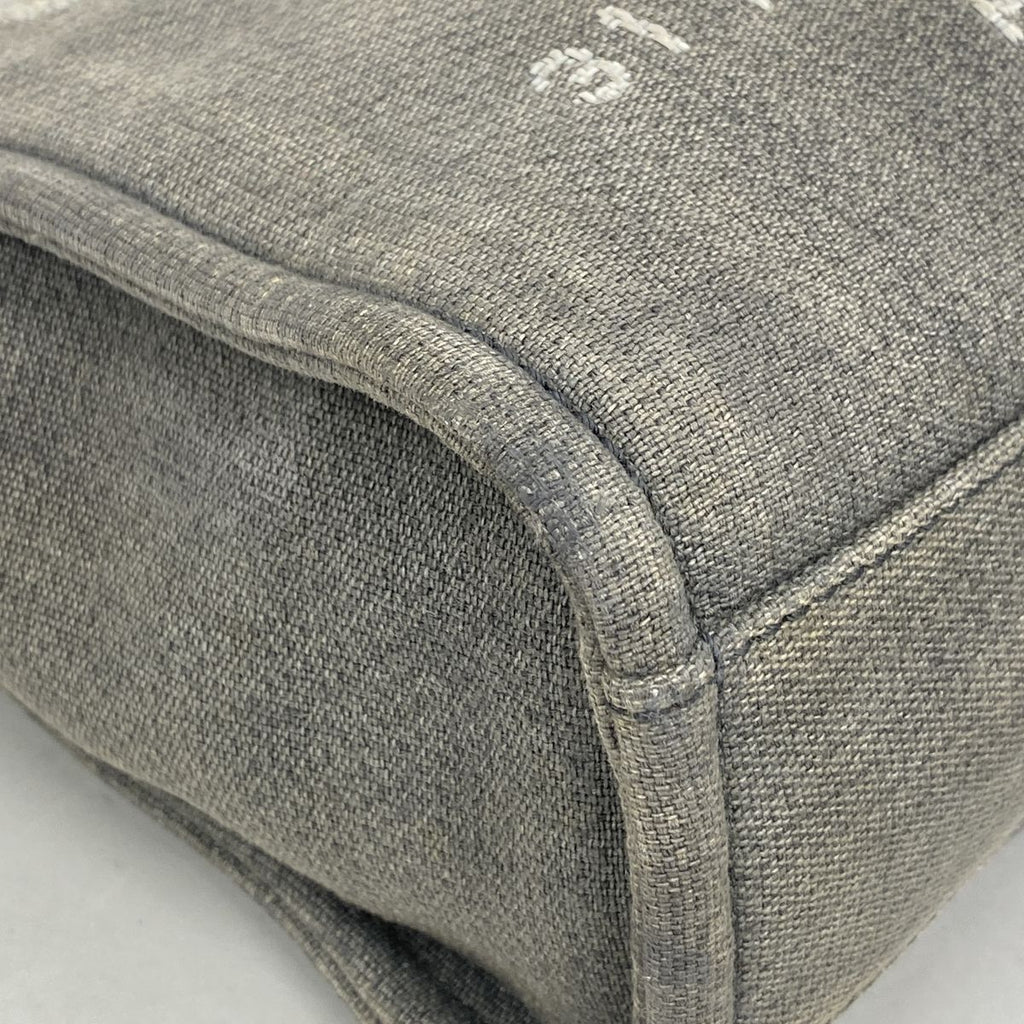 Chanel Chain Tote Bag Deauville Canvas Gray Silver — view 7