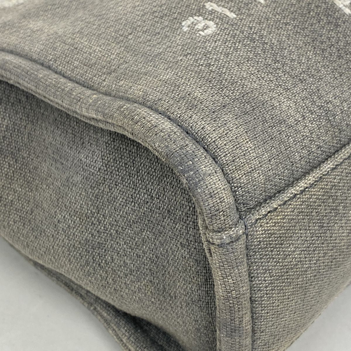Chanel Chain Tote Bag Deauville Canvas Gray Silver — view 7