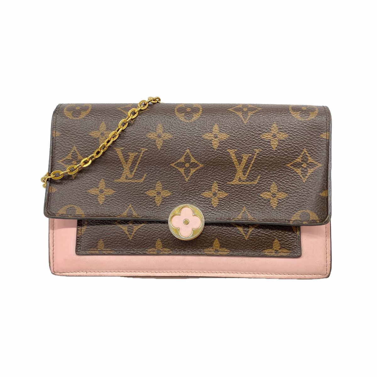 Louis Vuitton Wallet on Chain Monogram Portefeuille Flor Brown Rose Ballerine