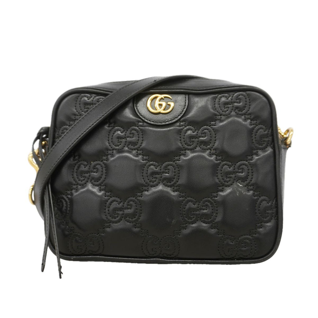 Gucci Shoulder Bag GG Matelasse Leather Black Gold