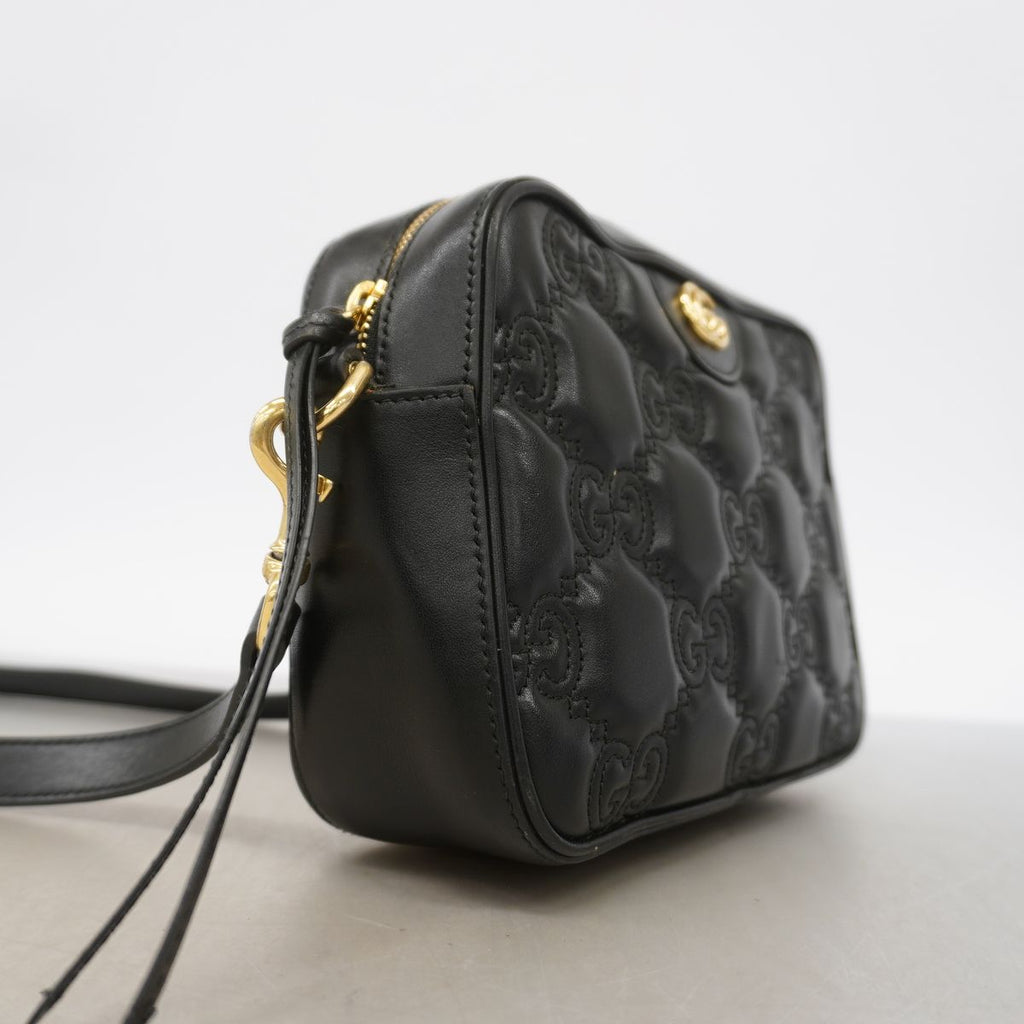 Gucci Shoulder Bag GG Matelasse Leather Black Gold — view 2