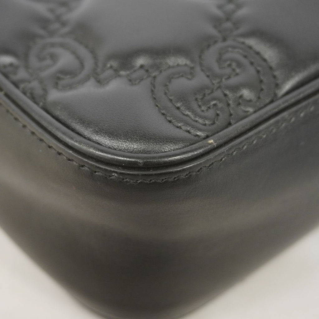 Gucci Shoulder Bag GG Matelasse Leather Black Gold — view 6