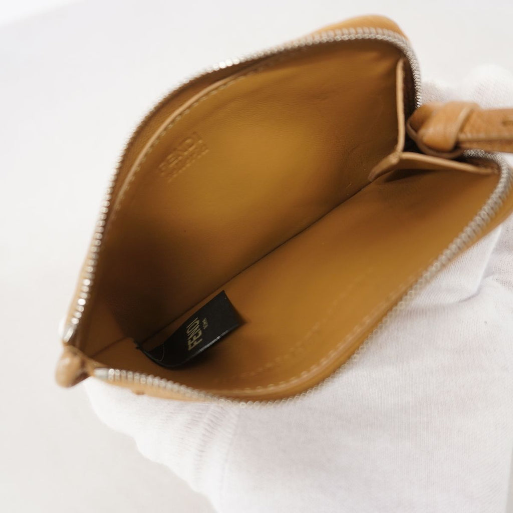 Fendi Coin Purse Selleria Leather Beige Silver — view 3