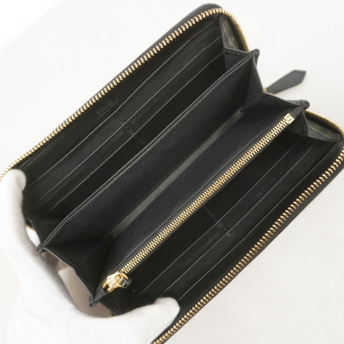 Fendi Wallet Monster Leather Black Gold — view 3