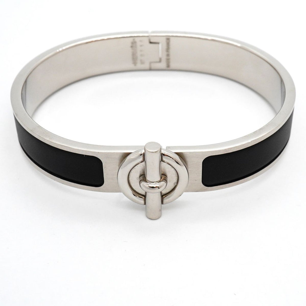 Hermes Bangle Glenan Metal Silver Black Bracelet — view 4