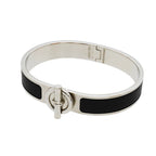 Hermes Bangle Glenan Metal Silver Black Bracelet