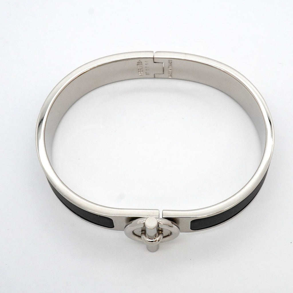 Hermes Bangle Glenan Metal Silver Black Bracelet — view 3