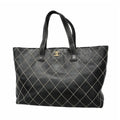 Chanel Tote Bag Wild Stitch Leather Black Gold