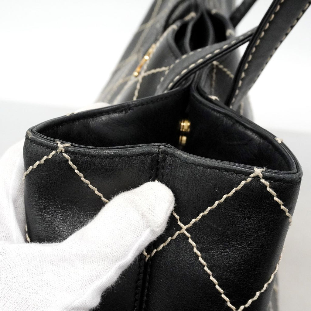 Chanel Tote Bag Wild Stitch Leather Black Gold — view 7