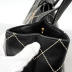 Chanel Tote Bag Wild Stitch Leather Black Gold — view 7