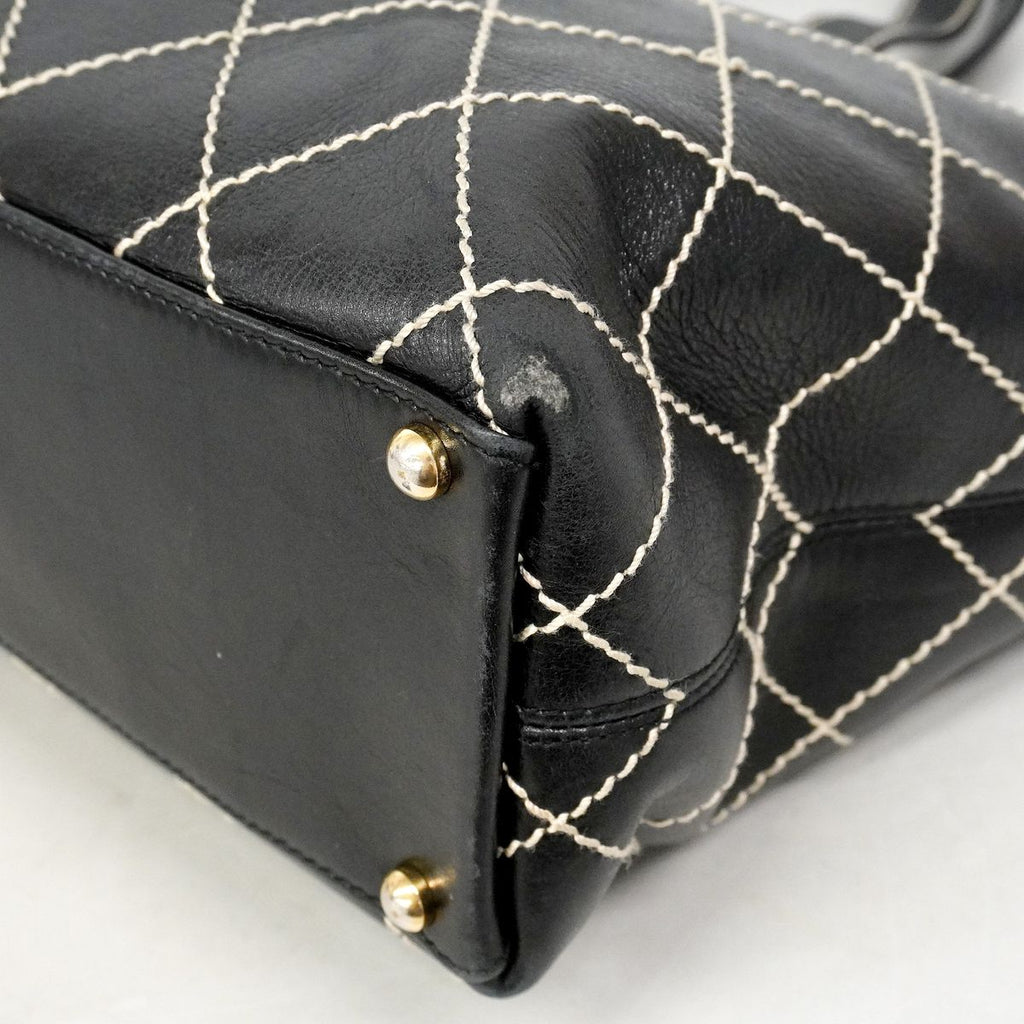 Chanel Tote Bag Wild Stitch Leather Black Gold — view 6