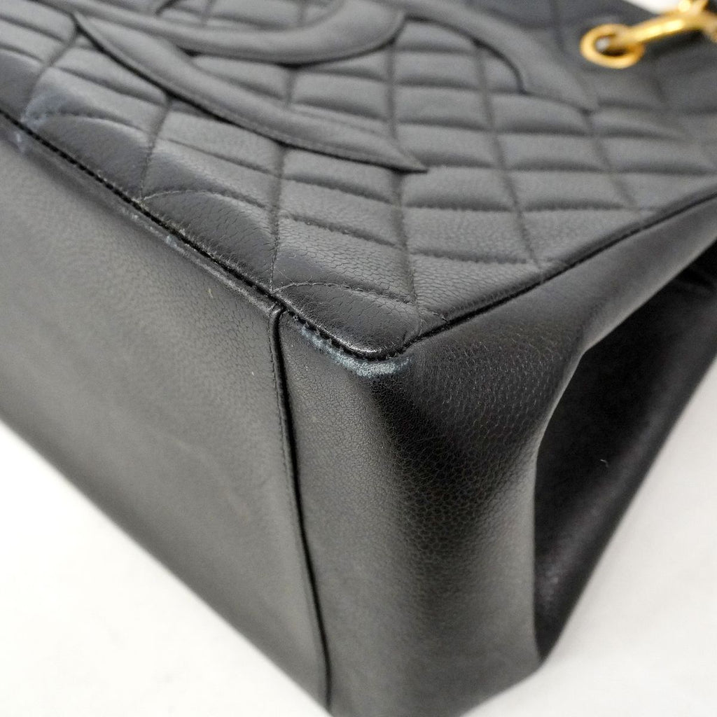 Chanel Chain Tote Bag Quilted Caviar Leather Black Gold — view 6